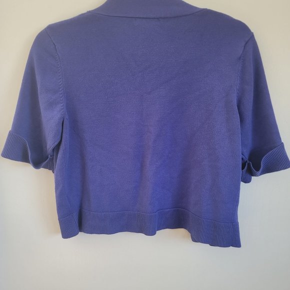 Periwinkle Cropped Short Sleeve Sweater Cardigan - Picture 3 of 3